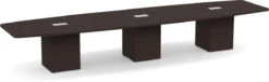 Classic Boat-Shape Conference Table 16 Ft With Cube Base - Espresso
