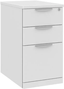 Classic Locking Mobile Pedestals - 3 Drawer In White