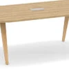 Signature Racetrack Conference Table 8 Ft - Aspen With Natural Oak Legs And Silver Hardware