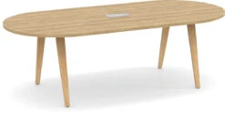 Signature Racetrack Conference Table 8 Ft - Aspen With Natural Oak Legs And Silver Hardware