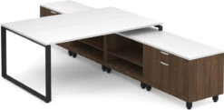 Encore Dual Benching Unit - Modern Walnut With White Top