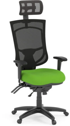 CoolMesh Pro Executive High Back Chair - Green Fabric With Headrest