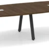 Signature Boat-Shape Conference Table 12 Ft - Modern Walnut With Black Metal Legs