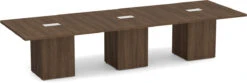 Classic Square-Edge Conference Table 12 Ft With Cube Base - Modern Walnut