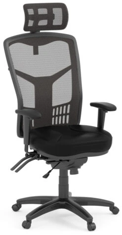 CoolMesh Pro Executive High Back Chair - Black Leather With Headrest