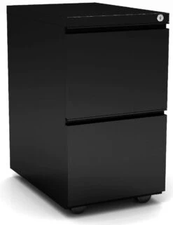 Premium Steel Metal Filing Cabinets - 2 Drawer In Black With Casters