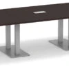 Classic Racetrack Conference Table 14 Ft With Palmer Brushed Double Base - Espresso