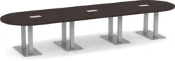 Classic Racetrack Conference Table 14 Ft With Palmer Brushed Double Base - Espresso