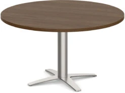 Classic Round End Table 36" With Cross Brushed Metal Base - Modern Walnut