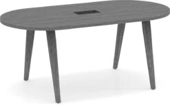 Signature Racetrack Conference Table 6 Ft - Newport Grey With Black Hardware