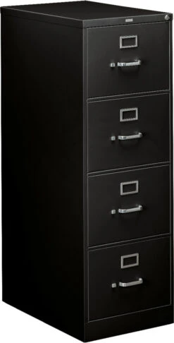 HON 310 Series Vertical Filing Cabinet - 4 Drawer In Black For Legal Files