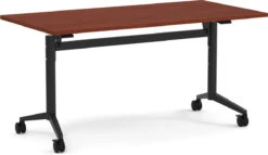 Flip Top Table With Square-Edge Top 30" X 72" - Cherry Top With Black Base