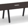 Signature Racetrack Conference Table 16 Ft - Espresso With Black Metal Legs