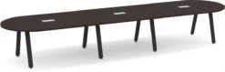 Signature Racetrack Conference Table 16 Ft - Espresso With Black Metal Legs