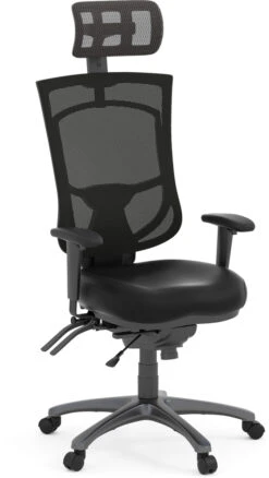 CoolMesh Pro Executive High Back Chair - Black Antimicrobial Vinyl With Titanium Base And Headrest