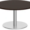 Classic Round End Table 36" With Round Brushed Metal Base - Espresso
