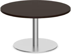 Classic Round End Table 36" With Round Brushed Metal Base - Espresso