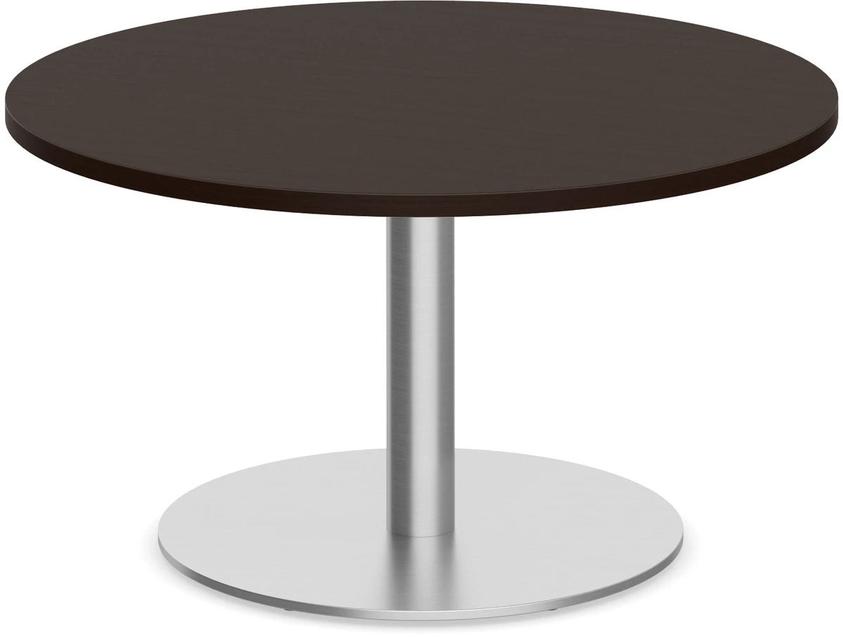 Classic Round End Table 36" With Round Brushed Metal Base - Espresso