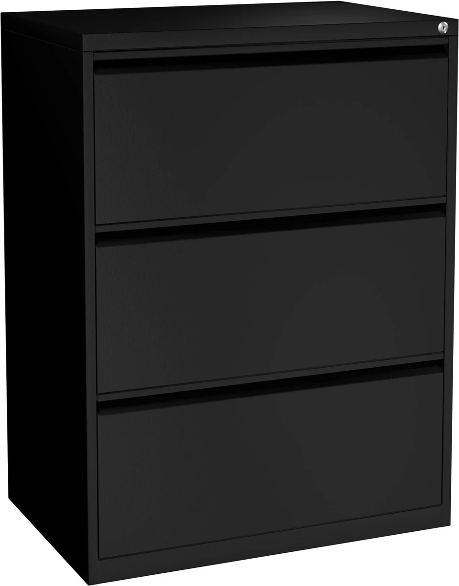 Steelwise Lateral Filing Cabinet - 3 Drawer In Black