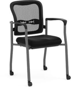 Spice! Stackable Mesh Guest Chair - Black Fabric With Casters
