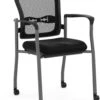 Spice! Stackable Mesh Guest Chair - Black Antimicrobial Vinyl With Casters