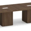 Classic Square-Edge Conference Table 16 Ft With Cube Base - Modern Walnut