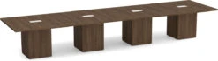 Classic Square-Edge Conference Table 16 Ft With Cube Base - Modern Walnut