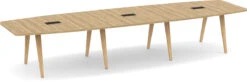 Signature Boat-Shape Conference Table 14 Ft - Aspen With Natural Oak Legs And Silver Hardware