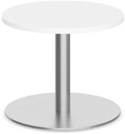 Classic Round End Table 24" With Round Brushed Metal Base -White