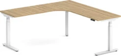 Enhance Electric Height-Adjustable L-Shape Desk With Left Radiused Corner 72" X 72" - Aspen With White Base