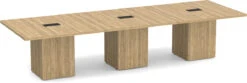 Classic Square-Edge Conference Table 12 Ft With Cube Base - Aspen