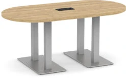 Classic Racetrack Conference Table 6 Ft With Palmer Brushed Double Base - Aspen