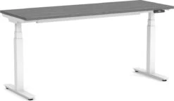 Enhance Electric Height-Adjustable Desk 30" X 72" - Newport Grey With White Base