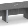 Classic Plus Racetrack Conference Table 14 Ft - Newport Grey With Silver Metal Accents