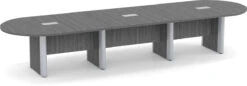 Classic Plus Racetrack Conference Table 14 Ft - Newport Grey With Silver Metal Accents