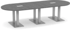 Classic Racetrack Conference Table 10 Ft With Palmer Brushed Double Base - Newport Grey