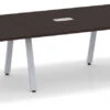 Signature Racetrack Conference Table 14 Ft - Espresso With Silver Metal Legs