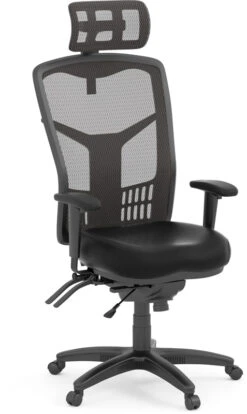 CoolMesh Executive High Back Chair - Black Antimicrobial Vinyl With Headrest