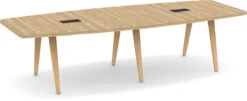 Signature Boat-Shape Conference Table 10 Ft - Aspen With Natural Oak Legs And Black Hardware