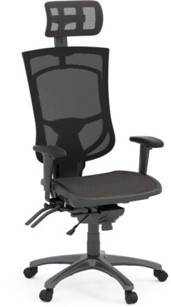 CoolMesh Pro Executive High Back Chair - Black Mesh With Titanium Base And Headrest
