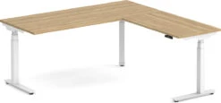 Enhance Electric Height-Adjustable L-Shape Desk 72" X 72" - Aspen With White Base