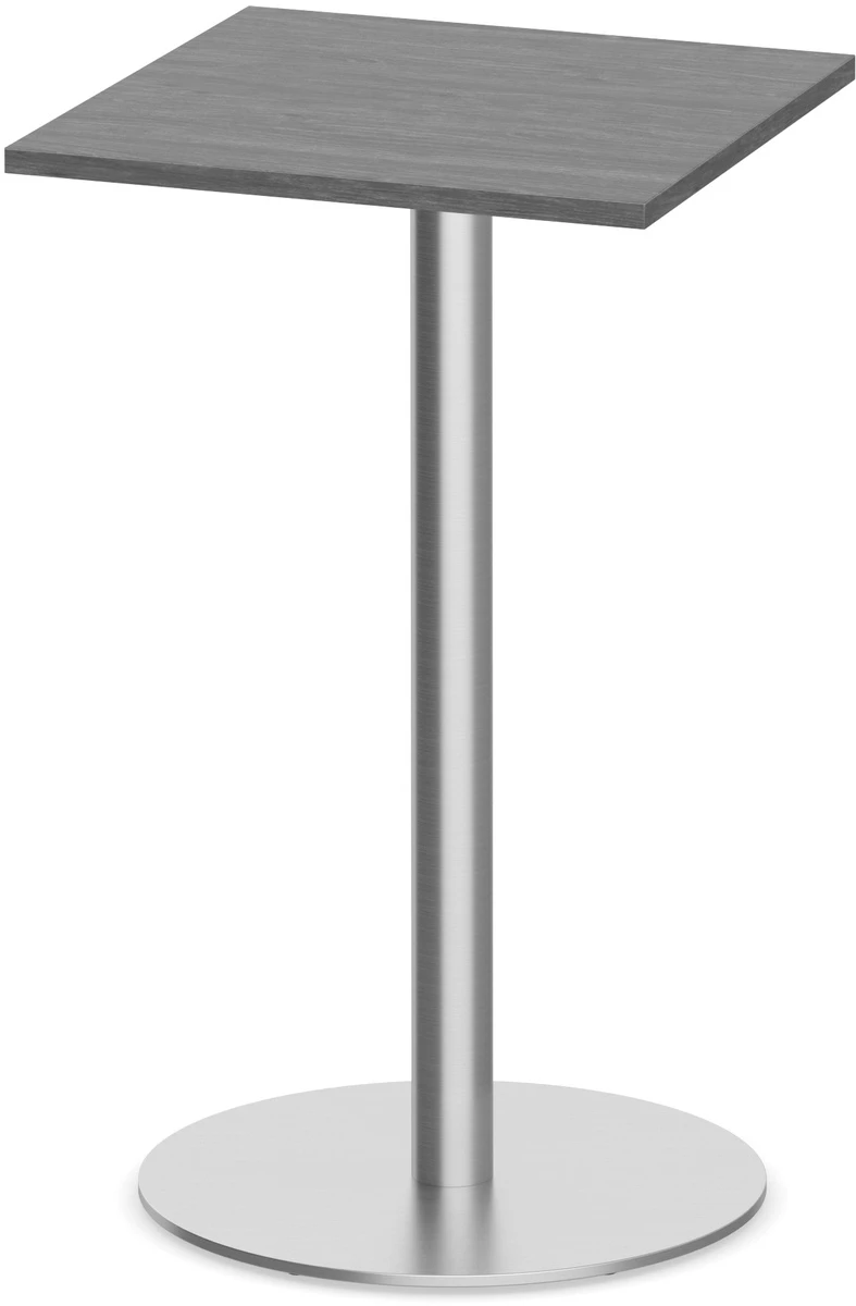 Classic Square Bistro Table 30" With Round Brushed Metal Base - Newport Grey