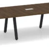 Signature Racetrack Conference Table 16 Ft - Modern Walnut With Black Metal Legs
