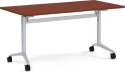Flip Top Table With Square-Edge Top 30" X 60" - Cherry Top With Silver Base